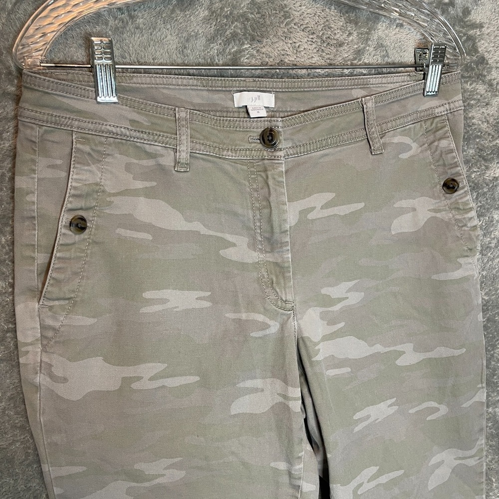 J.Jill Women Slim Mid Rise Chino 10 Camo Utilitarian Gorpcore Casual Everyday